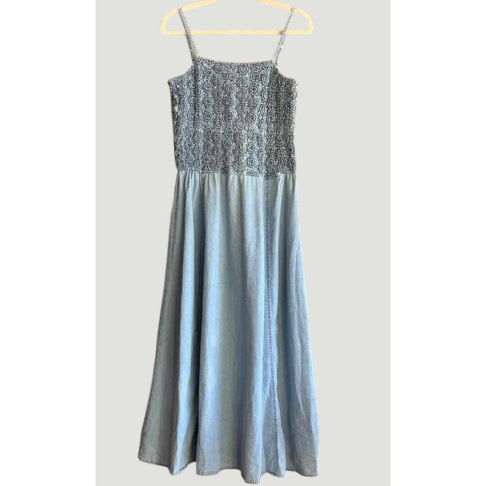 Vtg Jeanology Womens Denim Sleeveless Dress Size 14 Cottage - Picture 2 of 7